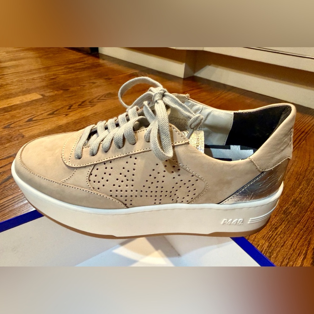 P448 EMPIRE - Neutral Beige Platform Sneakers EU Size 37 - Picture 6 of 15